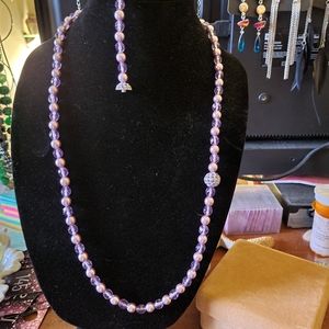 Joan Rivers Collection Simulated Pearl & Crystal Stretch Necklace & Bracelet